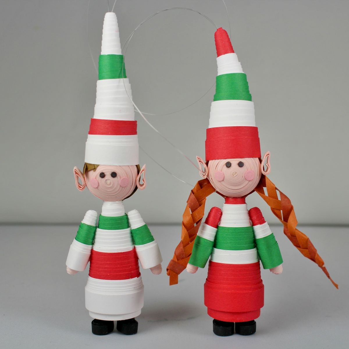 Elf Ornaments Boy and Girl Paper Quilling